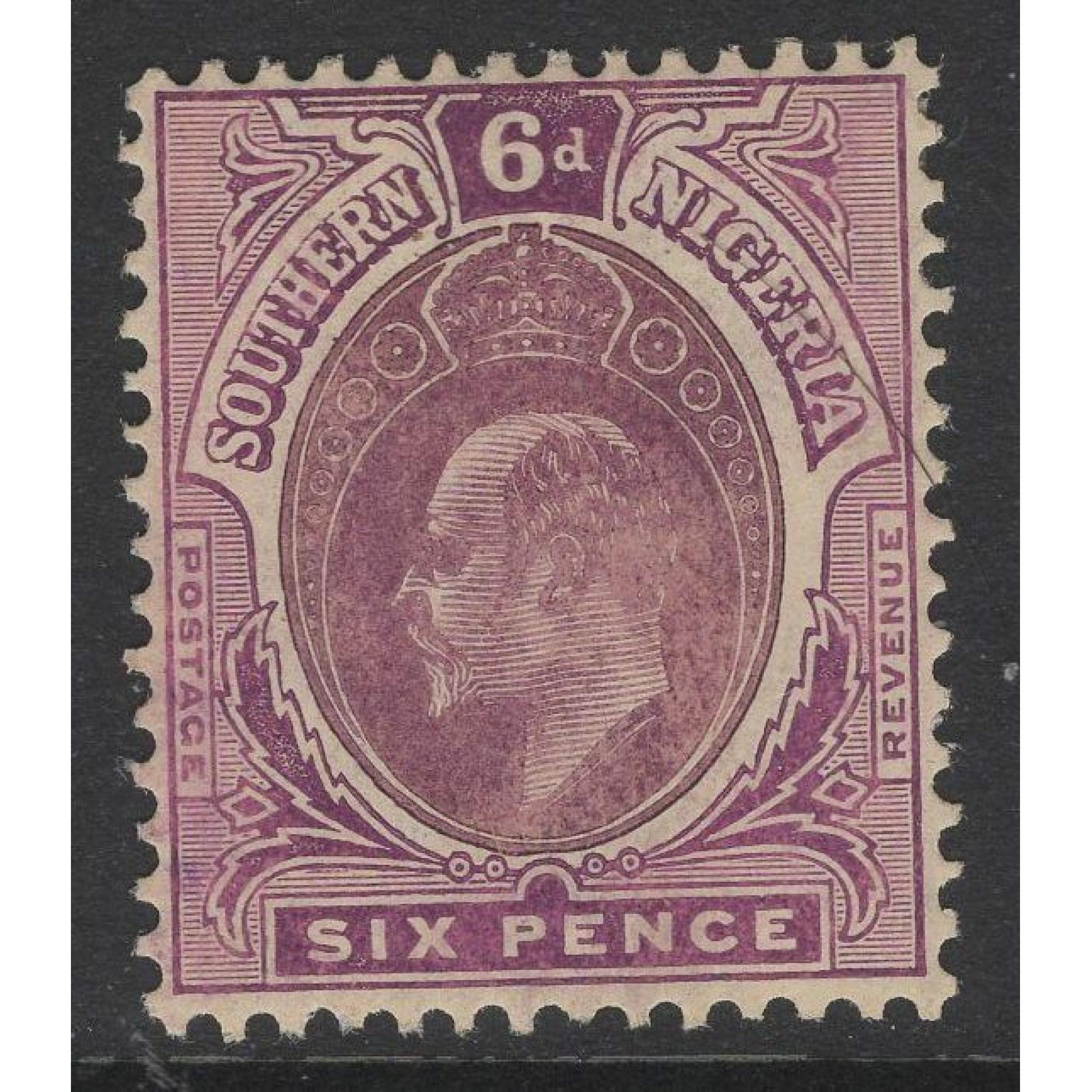 SOUTHERN NIGERIA SG39 1909 6d DULL PURPLE PURPLE MTD MINT