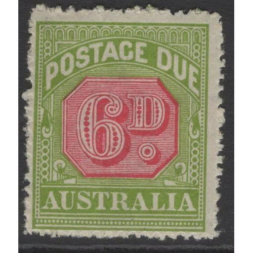 AUSTRALIA SGD97 1922 6d CARMINE & YELLOW-GREEN POSTAGE DUE p14 MNH