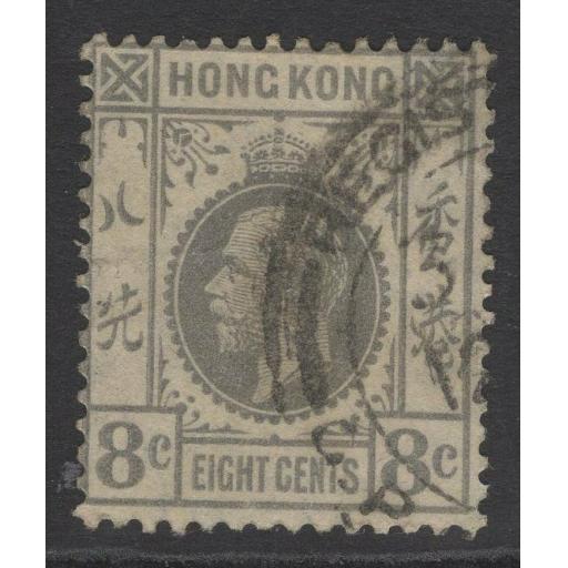 HONG KONG SG122 1921 8c GREY FINE USED