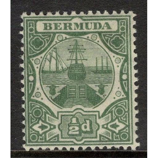BERMUDA SG36 1909 ½d GREEN MTD MINT