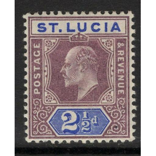 ST.LUCIA SG68 1904 2½d DULL PURPLE & ULTRAMARINE ORDINARY PAPER MTD MINT