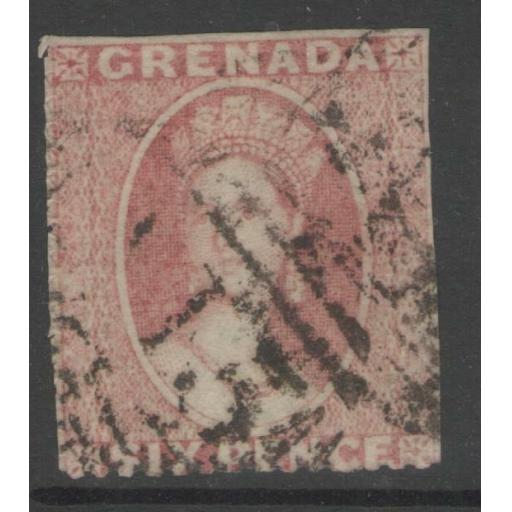 GRENADA SG3 1861 1d ROSE USED TRIMMED PERFS