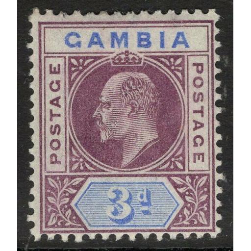 GAMBIA SG49 1902 3d PURPLE & ULTRAMARINE MTD MINT