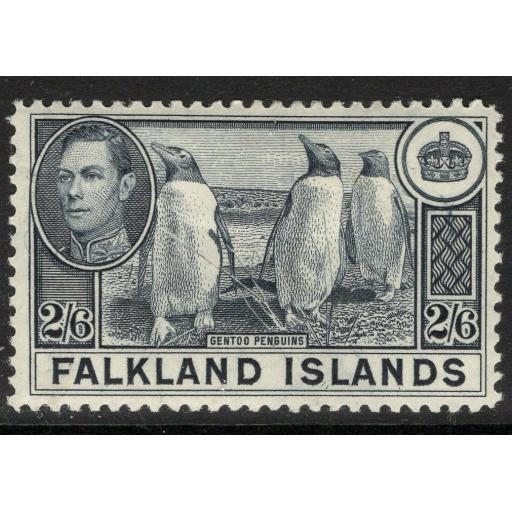 FALKLAND ISLANDS SG160 1938 2/6 SLATE MTD MINT