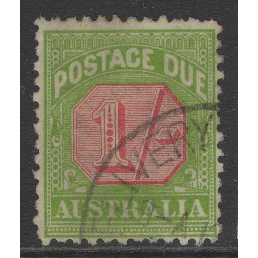 AUSTRALIA SGD111 1909 1/= CARMINE & YELLOW-GREEN FINE USED