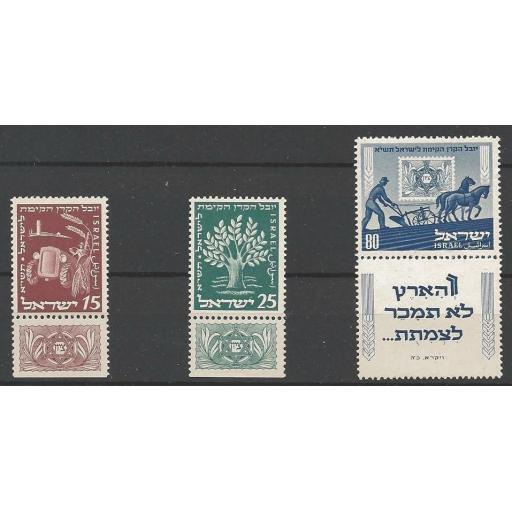 ISRAEL SG58/60 1951 50th ANNIV OF JEWISH NATIONAL FUND MNH