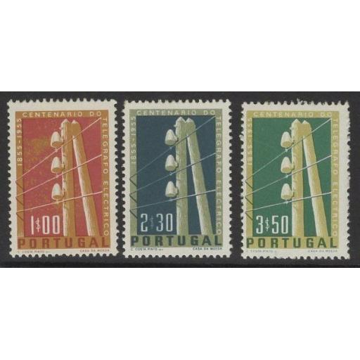 PORTUGAL SG1131/3 1955 CENT OF ELECTRIC TELEGRAPH SYSTEM IN PORTUGAL MNH