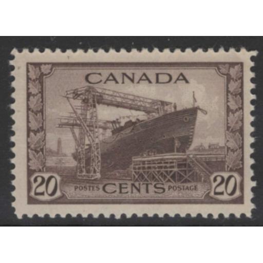 CANADA SG386 1942 WAR EFFORT 20c CHOCOLATE MTD MINT
