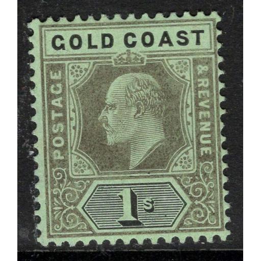 GOLD COAST SG65 1909 1/= BLACK/GREEN MTD MINT