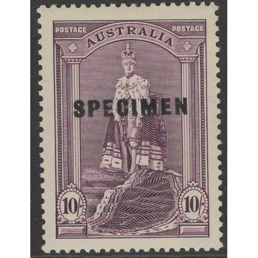AUSTRALIA SG177s 1938 10/= DULL PURPLE SPECIMEN MTD MINT