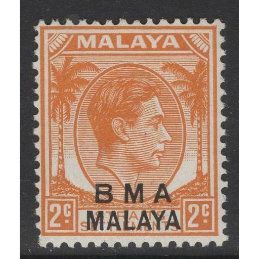 MALAYA BMA SG3 1946 2c ORANGE MTD MINT