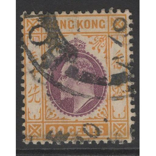 HONG KONG SG97 1911 30c PURPLE & ORANGE-YELLOW USED