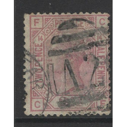 GB USED ABROAD IN GIBRALTAR SGZ26 PLATE 14 1876 2½d ROSY-MAUVE USED