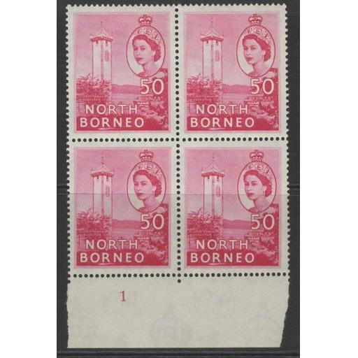 NORTH BORNEO SG382a 1959 50c ROSE MNH BLOCK OF 4