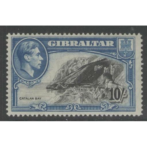 GIBRALTAR SG130 1938 10/= BLACK & BLUE p14 MTD MINT