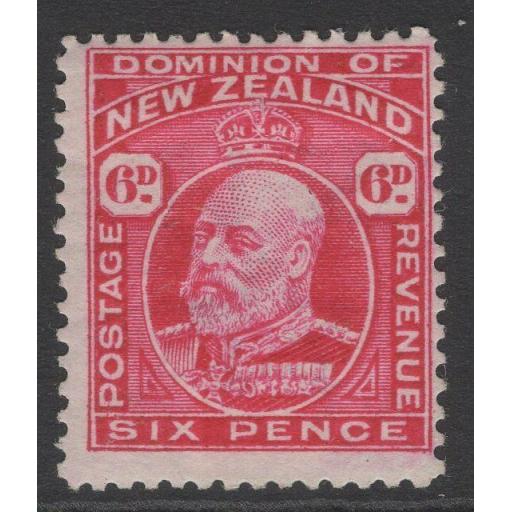 NEW ZEALAND SG398 1909 6d CARMINE p14 MTD MINT