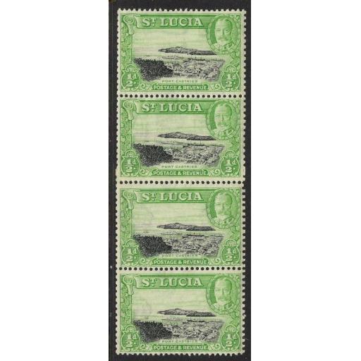 ST.LUCIA SG113a 1936 ½d MNH VERTICAL COIL STRIP OF 4 WITH COIL JOIN
