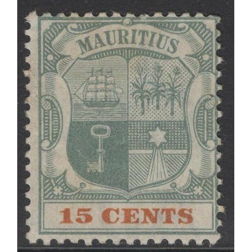 MAURITIUS SG149 1900 15c GREEN & ORANGE MTD MINT