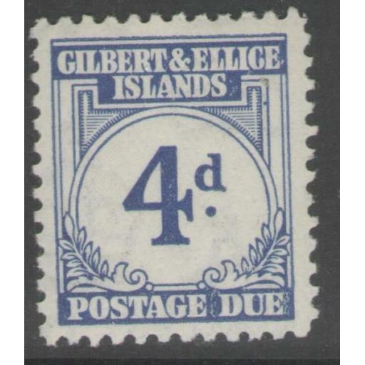 GILBERT & ELLICE IS. SGD4 1940 4d BLUE MTD MINT
