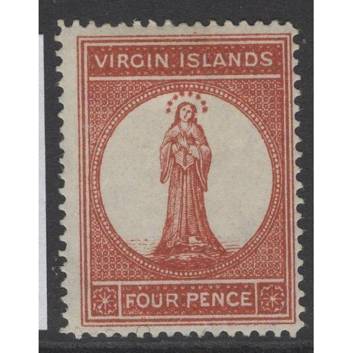 VIRGIN ISLANDS SG35 1887 4d CHESTNUT MTD MINT