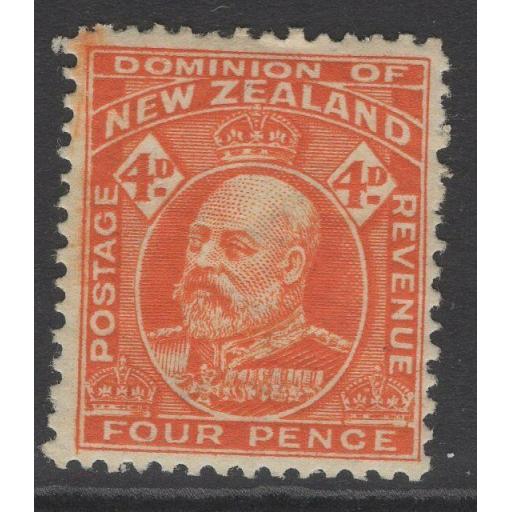 NEW ZEALAND SG396 1910 4d ORANGE p14 MTD MINT