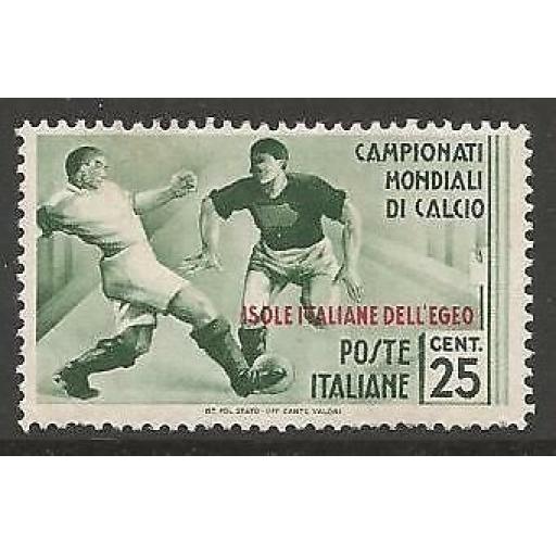 DODECANESE ISL. SG129 1934 FOOTBALL WORLD CUP 25c MTD MINT