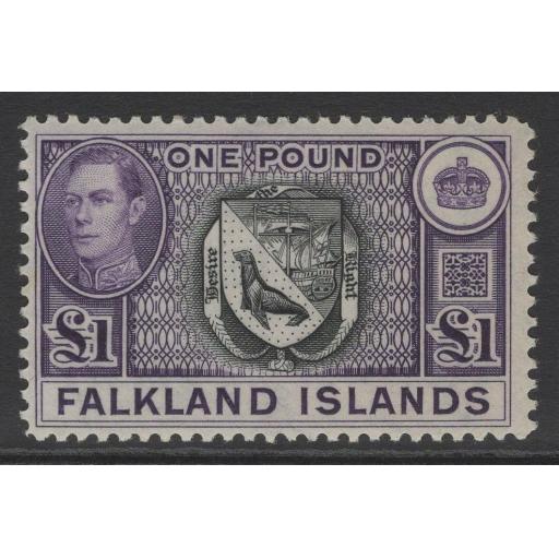 FALKLAND ISLANDS SG163 1938 £1 BLACK & VIOLET MNH
