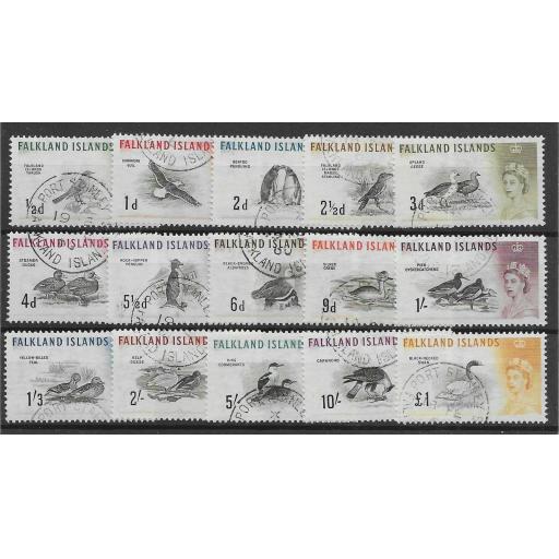 FALKLAND ISLANDS SG193/207 1960 BIRDS DEFINITIVE SET USED