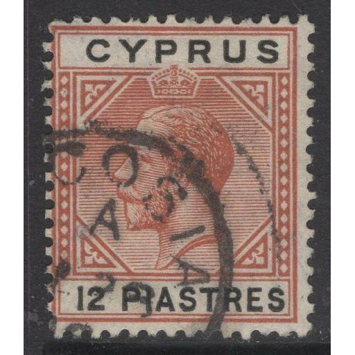 CYPRUS SG82 1913 12pi CHESTNUT & BLACK USED