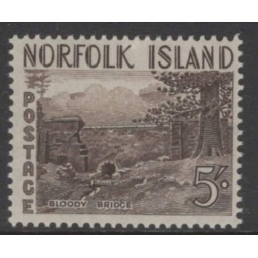 NORFOLK ISLAND SG18 1953 5/= SEPIA MTD MINT