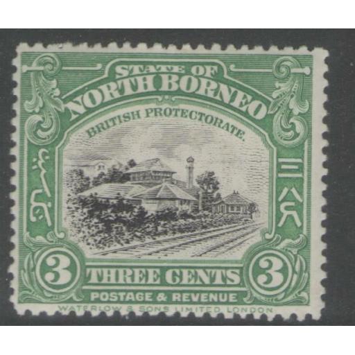 NORTH BORNEO SG163 1923 3c GREEN MTD MINT