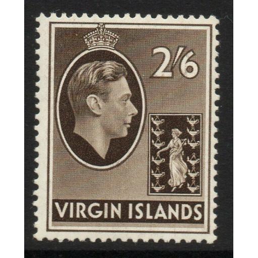VIRGIN ISLANDS SG118 1938 2/6 SEPIA MTD MINT