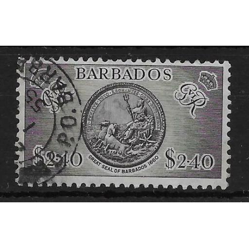 BARBADOS SG282 1950 $2.40 BLACK USED