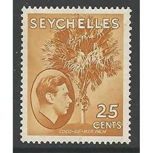 SEYCHELLES SG141 1938 25c BROWN-OCHRE MTD MINT