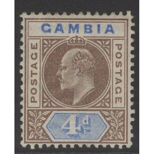 GAMBIA SG62 1906 4d BROWN & ULTRAMARINE MTD MINT
