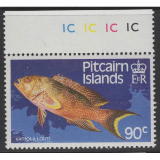 PITCAIRN ISLANDS SG312w 1988 90c FISH WMK CROWN TO RIGHT OF CA MNH