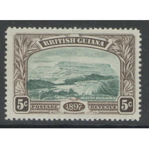 BRITISH GUIANA SG219 1898 5c DEEP GREEN & SEPIA MTD MINT