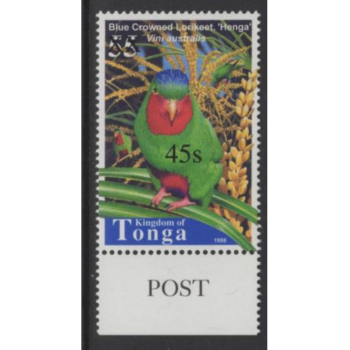 TONGA SG1546 2004 45s on 55s BLUE CROWNED LORIKEET MNH