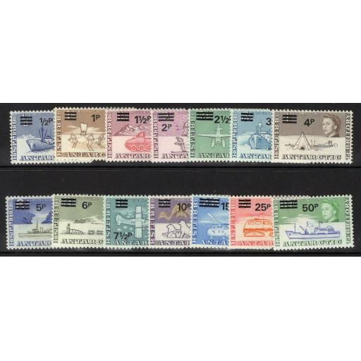 BRITISH ANTARCTIC TERR. SG24/37 1971 DECIMAL CURRENCY SURCHARGES MNH