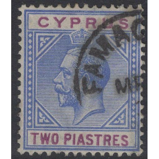 CYPRUS SG92 1921 2pi BLUE & PURPLE USED