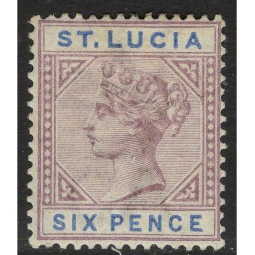 ST.LUCIA SG49 1891 6d DULL MAUVE & BLUE MTD MINT