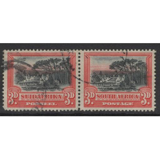 SOUTH AFRICA SG35 1927 3d BLACK & RED FINE USED