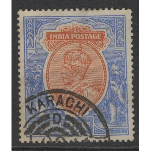 INDIA SG191 1913 25r ORANGE & BLUE USED