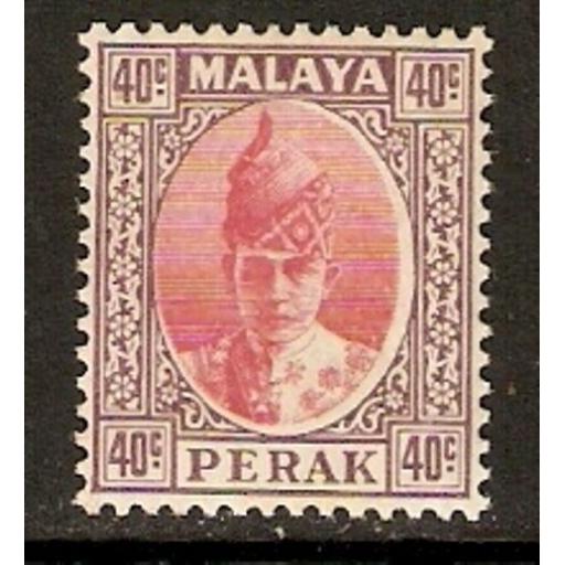MALAYA PERAK SG117 1938 40c SCARLET & DULL PURPLE MTD MINT