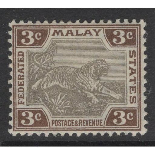 MALAYA FMS SG32 1904 3c GREY & BROWN MTD MINT