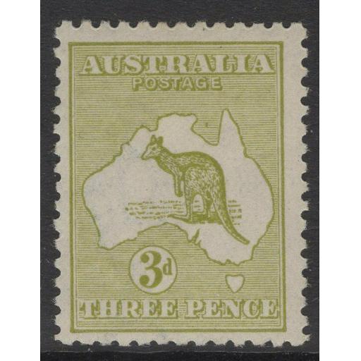 AUSTRALIA SG37b 1917 3d OLIVE-GREEN MTD MINT