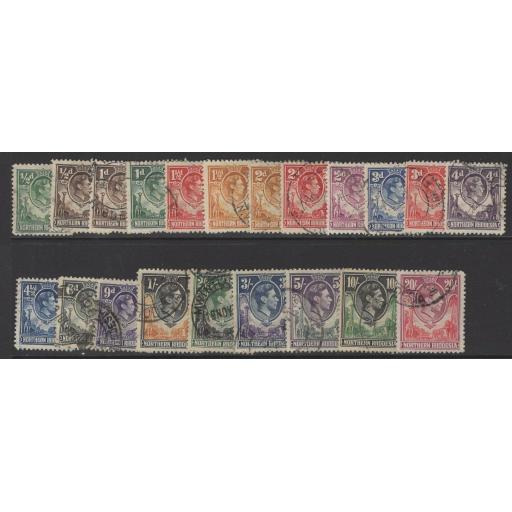 NORTHERN RHODESIA SG25/45 1938-52 DEFINITIVE SET OF 21 FINE USED