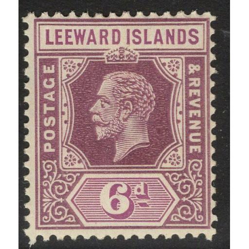LEEWARD ISLANDS SG86 1931-2 6d DULL & BRIGHT PURPLE REVERSION TO DIE I MNH TONE