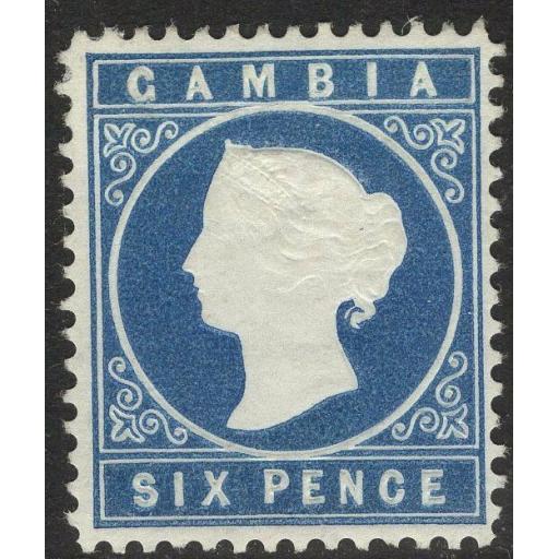 GAMBIA SG18A 1880 6d BLUE WMK SIDEWAYS MTD MINT