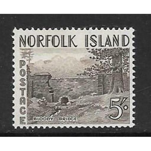 NORFOLK ISLAND SG18 1953 5/- SEPIA MNH